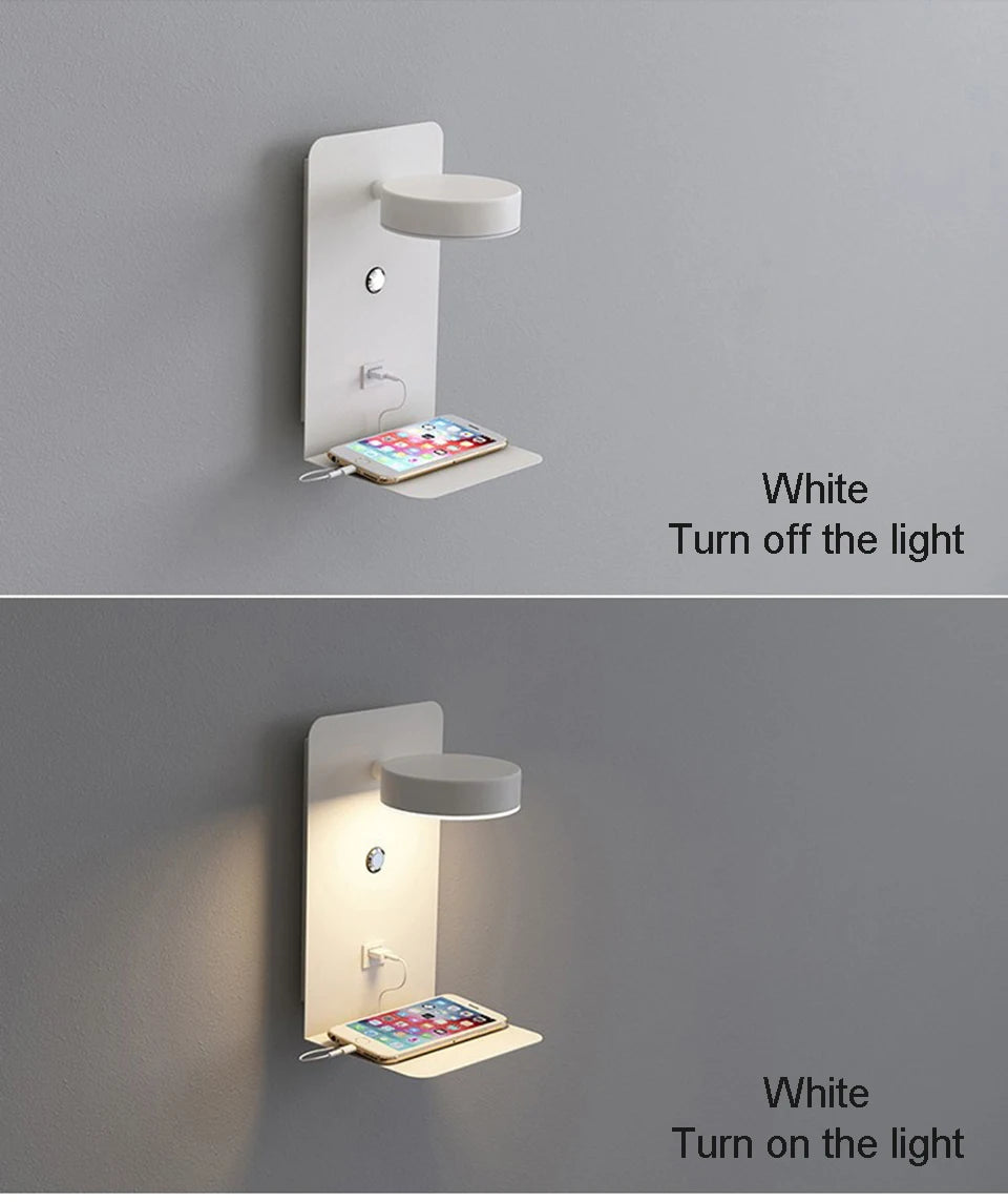 LED Wall Lamp With Switch And USB Charging Port