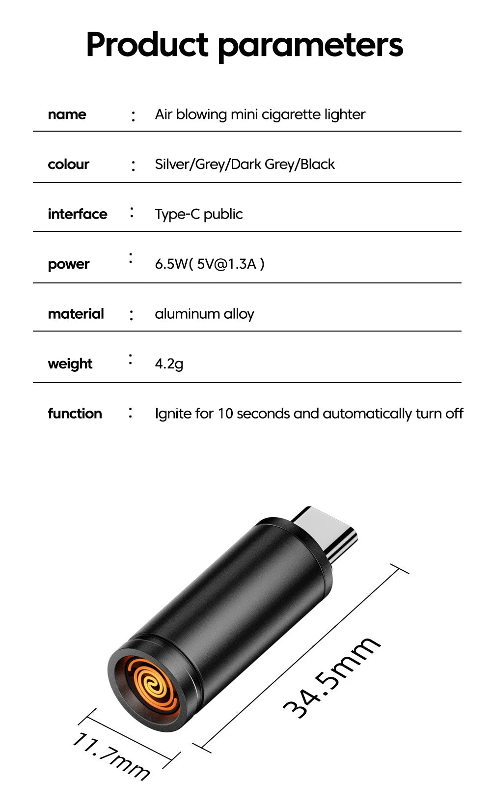 Type-C Mobile Cigarette Lighter
