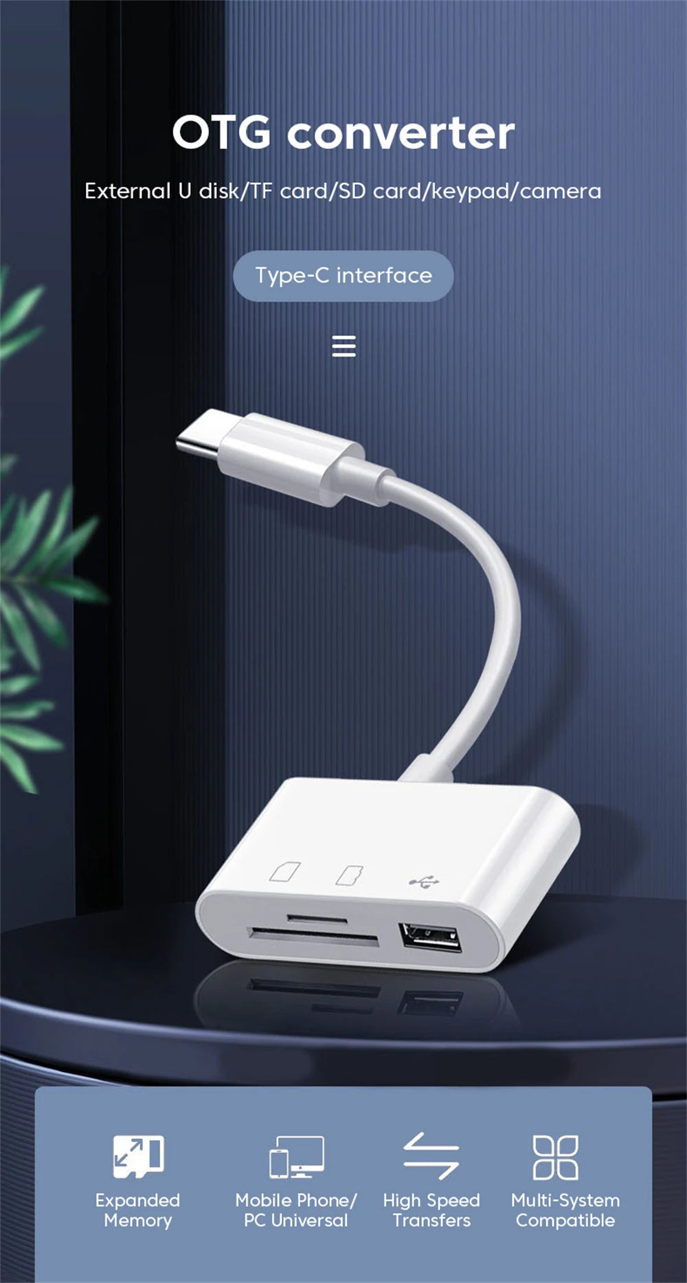 USB Type-C 3-in-1 Multi-Port Hub & Memory Card Reader