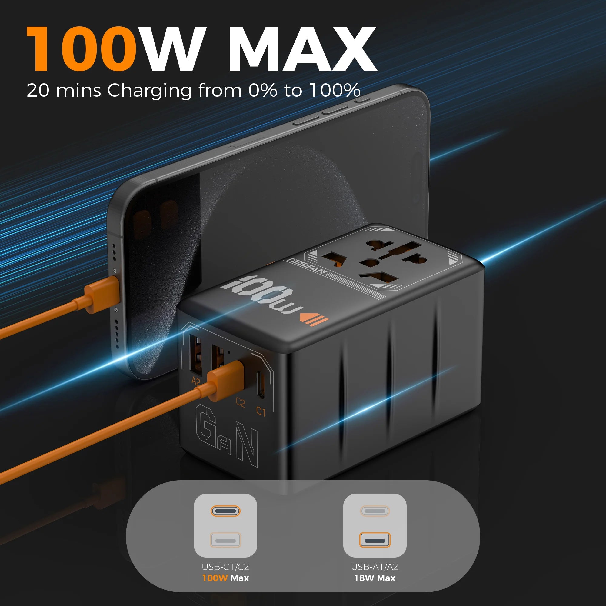 GaN Fast Charging Travel Adapter