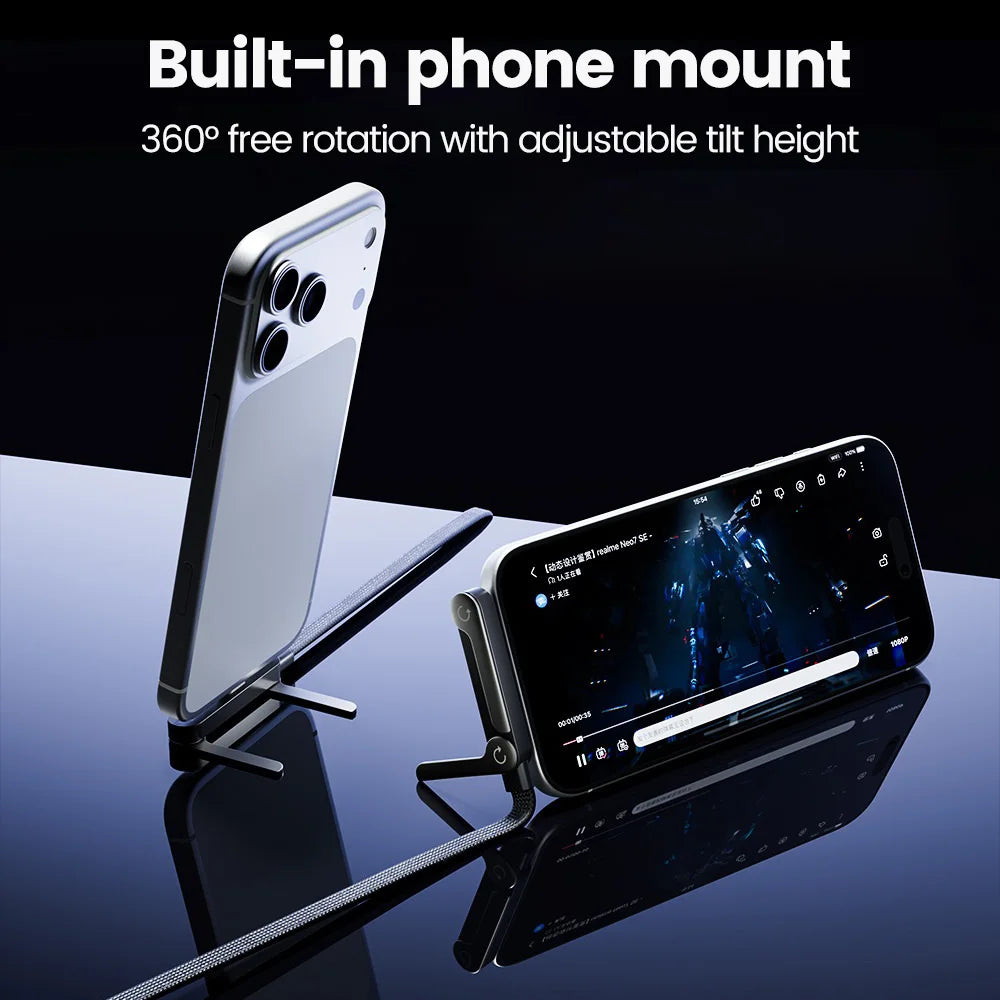 65W USB-C Fast Charging Cable with Foldable Phone Holder