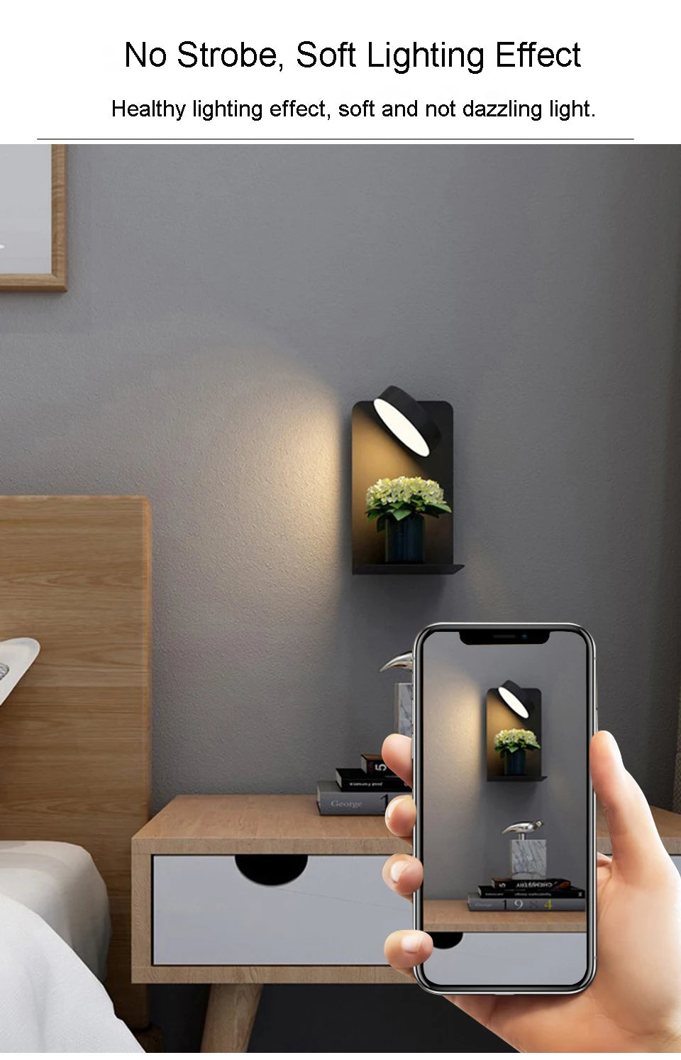 LED Wall Lamp With Switch And USB Charging Port