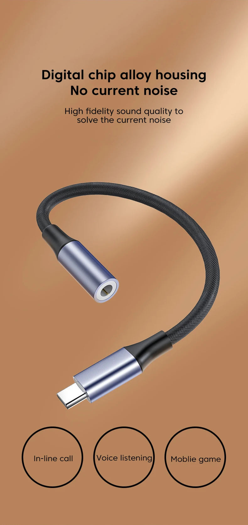 USB Type-C to 3.5mm Audio Adapter Cable