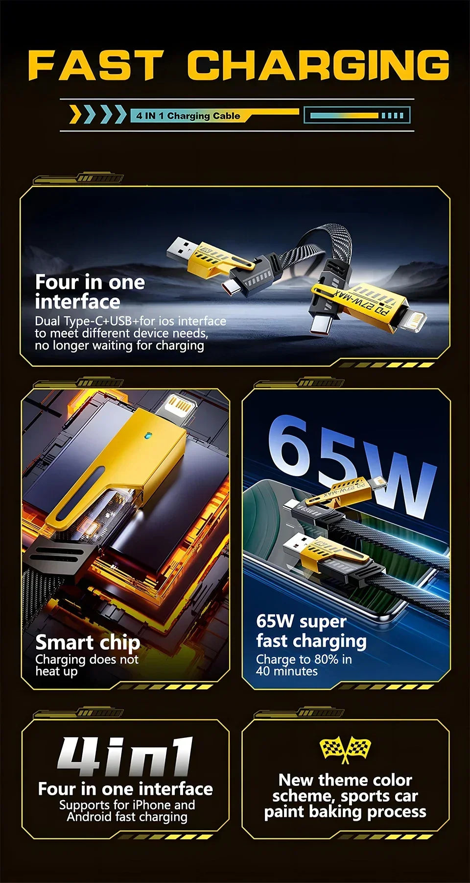 4 in 1 Mecha Fast Charging Data Cable