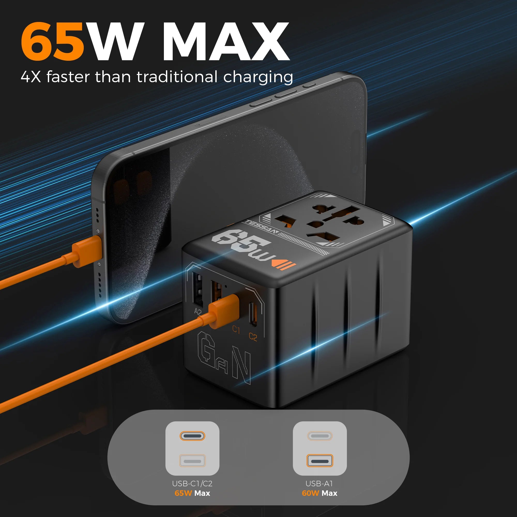 GaN Fast Charging Travel Adapter