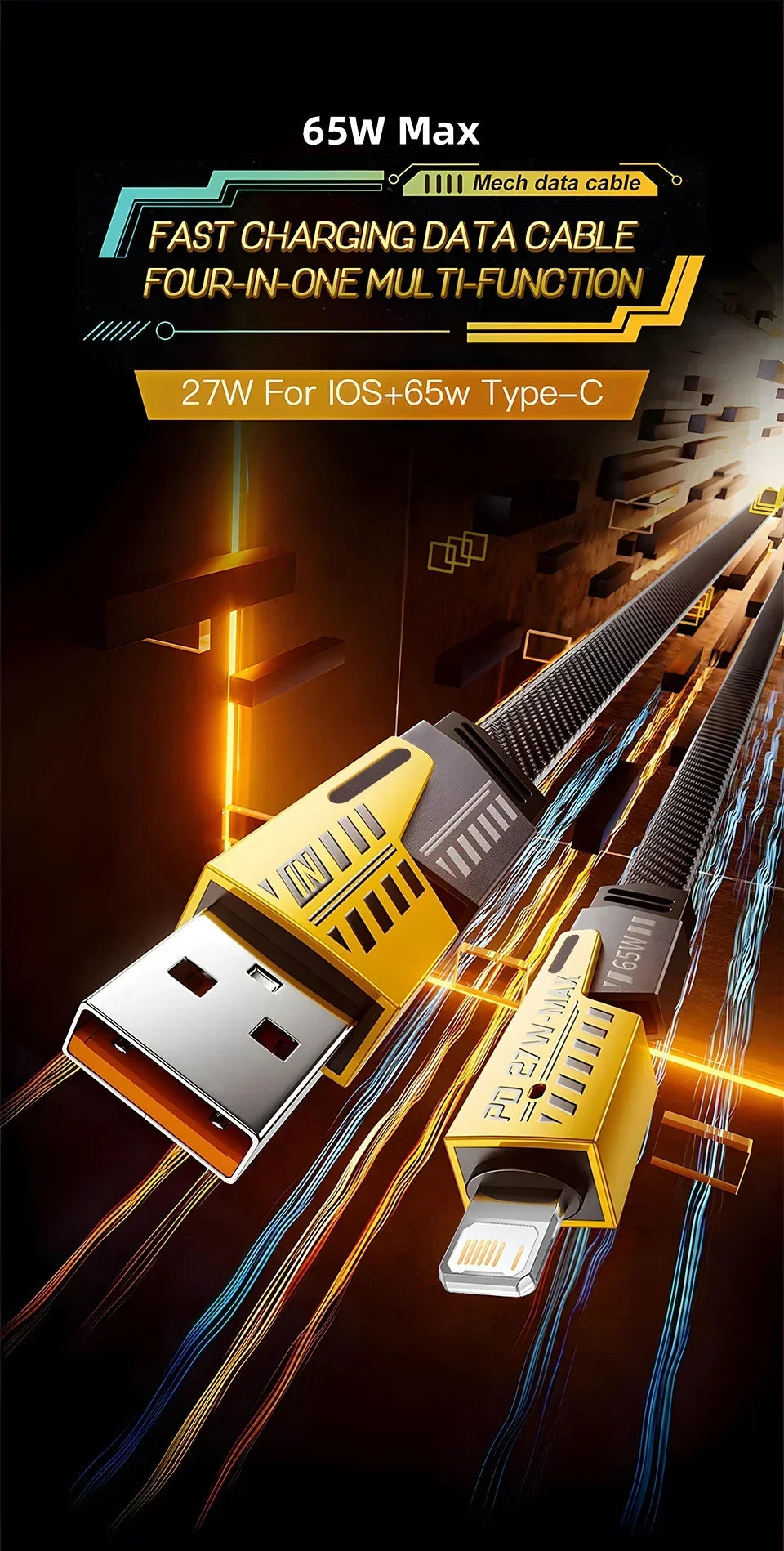 4 in 1 Mecha Fast Charging Data Cable