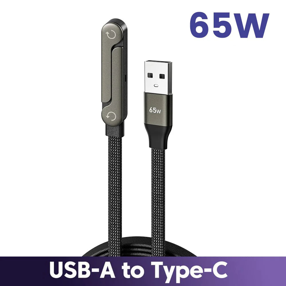 65W USB-C Fast Charging Cable with Foldable Phone Holder